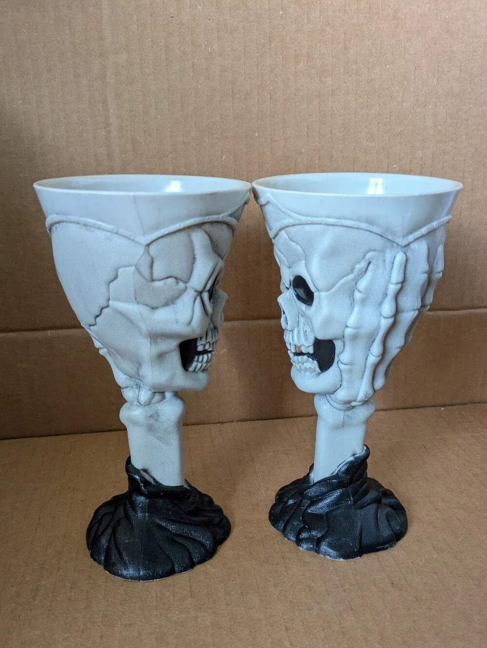 Skull Goblets Wine Glasses Set White and Black Gothic Chalices
